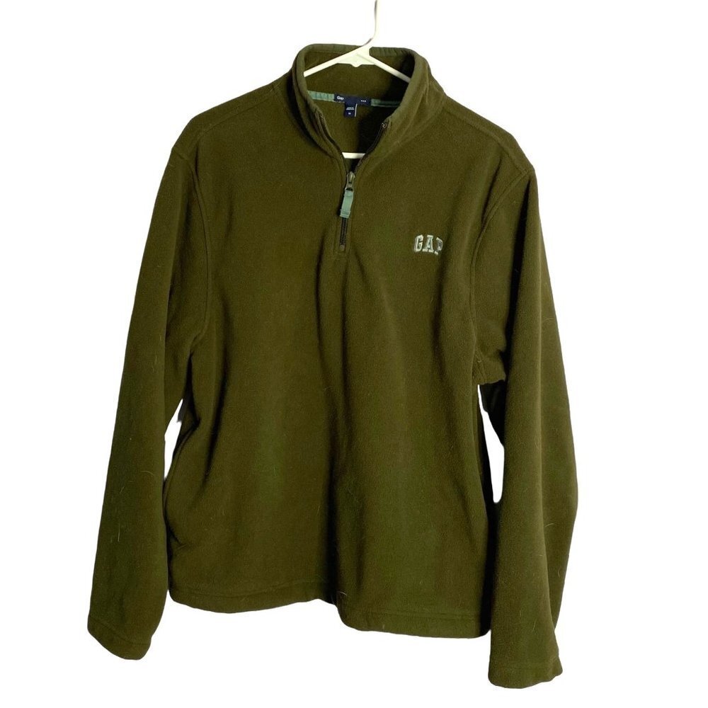 Gap Fleece 1/4 Zip Pullover Mens M Olive Green Gorpcore Y2K Minimalist Outdoor